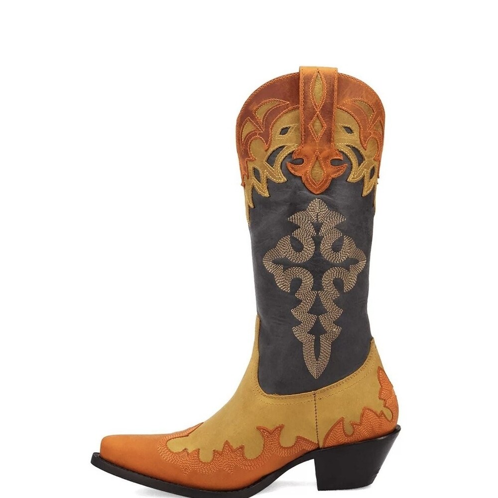 DINGO Women's Statement Leather Flame Detail Western Boots Snip Toe Size 8 NWT - Picture 15 of 16